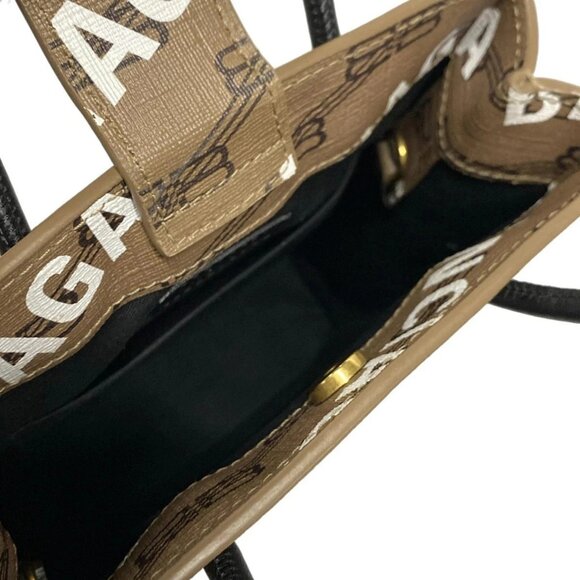 Auth BALENCIAGA Shopping Phone Holder Enlarge/BB Monogram 693805 Brown White - Picture 6 of 16